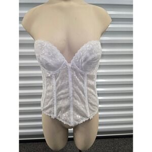 Vintage Adonna White Lace Strapless Corset Bra Bustier Boned Support 36B